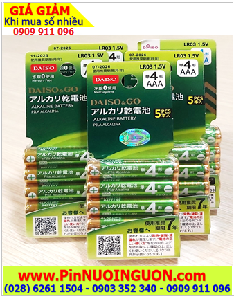 DAISO & GO LR03, Pin AAA 1.5v Alkaline DAISO & GO LR03 /Nội địa Nhật-Vỉ pin chữ Nhật (Vỉ 5viên)